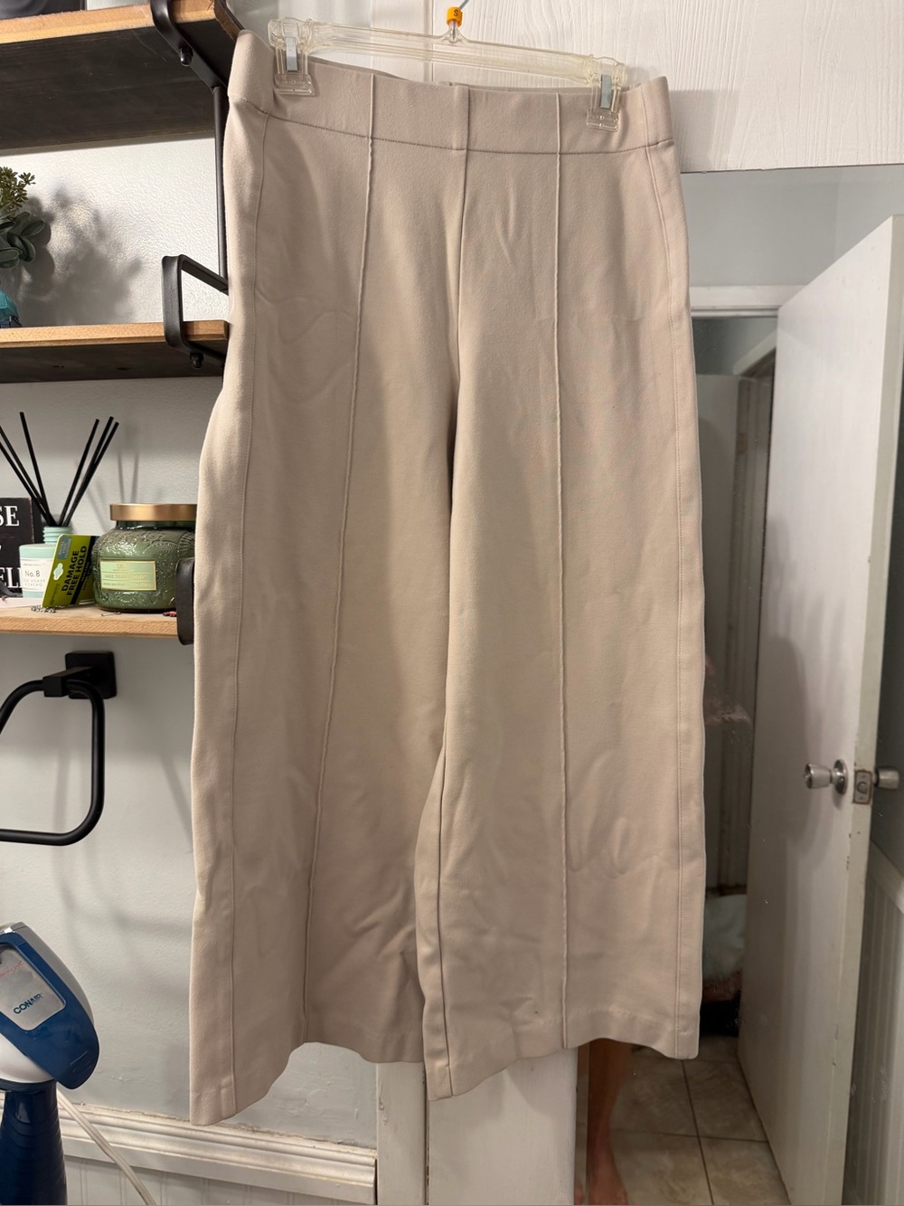 Jones New York Light Beige Cropped Wide-Leg Pants